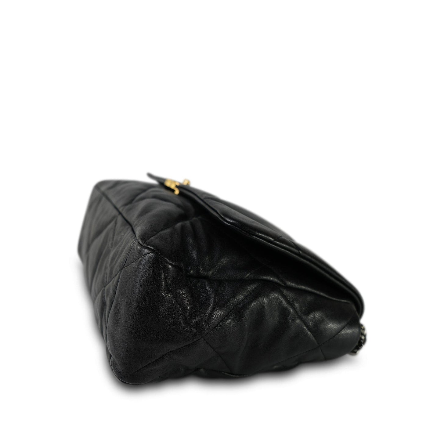 20S Black Goatskin Quilted Maxi 19 Flap Mixed Hardware