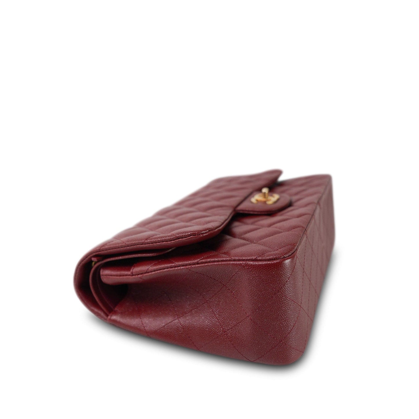 18C Dark Red Glittery Caviar Quilted Jumbo Classic Flap Aged Gold Hardware