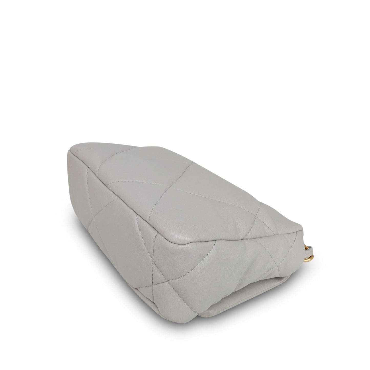 21A Light Grey Lambskin Quilted 19 Flap Small Mixed Hardware