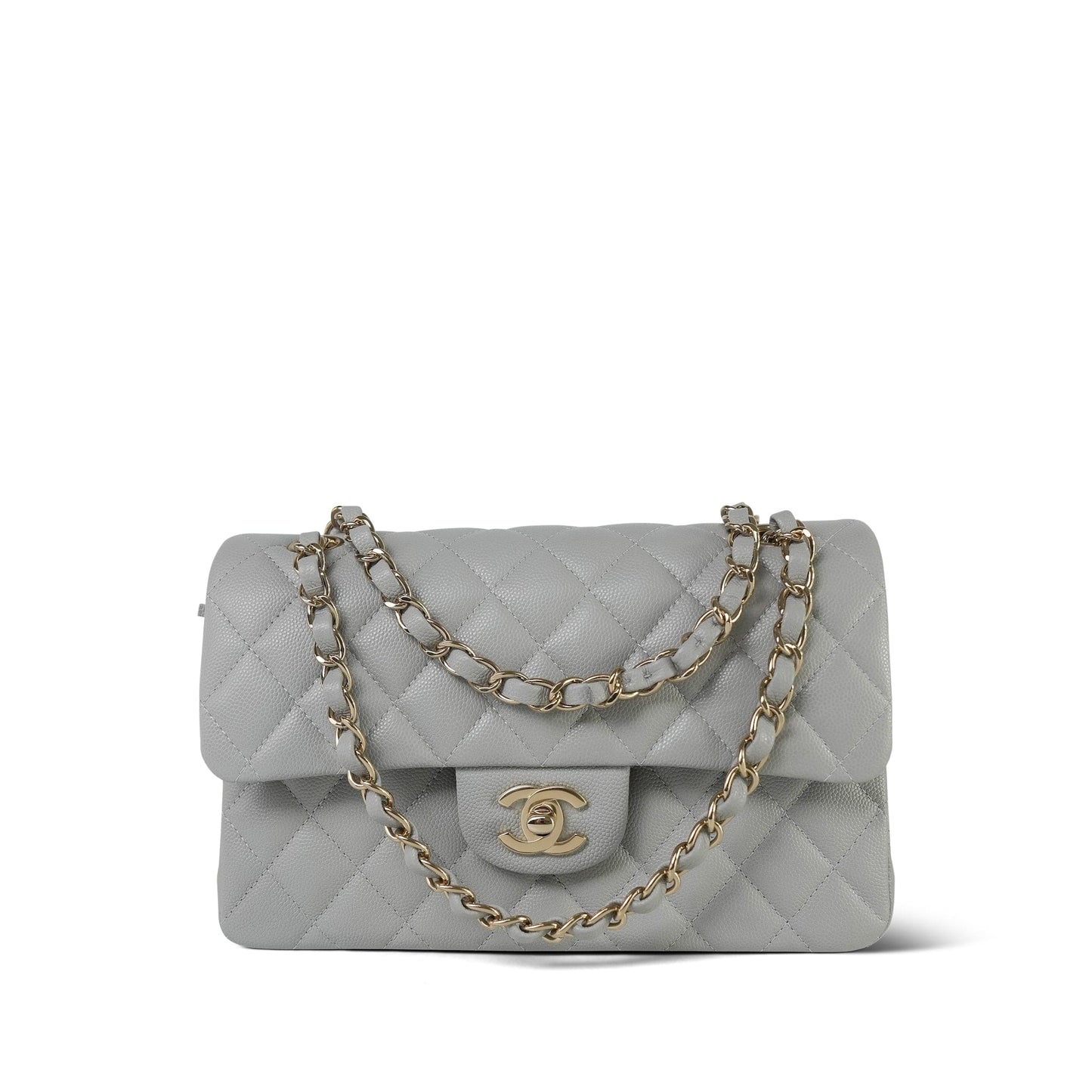 21A Grey Caviar Quilted Classic Flap Small LGHW