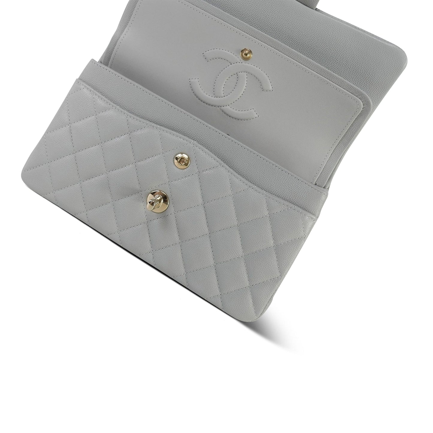 21A Grey Caviar Quilted Classic Flap Small LGHW