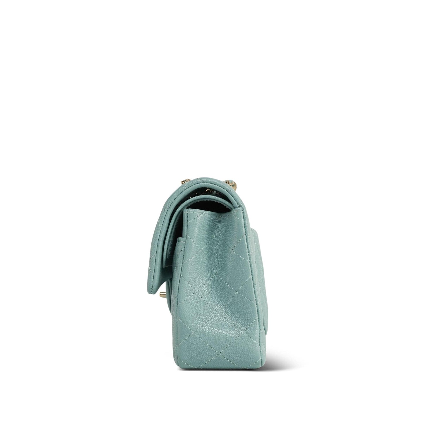 20C Tiffany Blue Caviar Quilted Classic Flap Small Light Gold Hardware