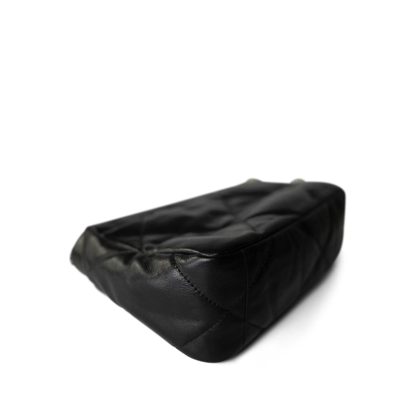 20S Black Goatskin Quilted 19 Flap Small MHW