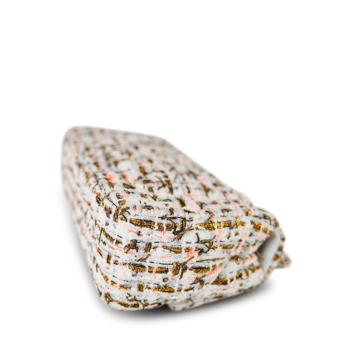 19C White/Orange/Gold Tweed Quilted Mini Rectangular Flap LGHW