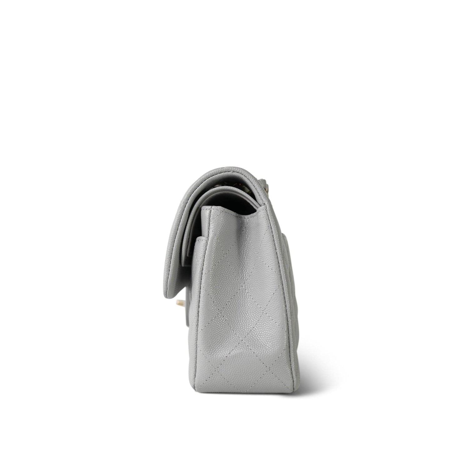 21A Grey Caviar Quilted Classic Flap Small Light Gold Hardware