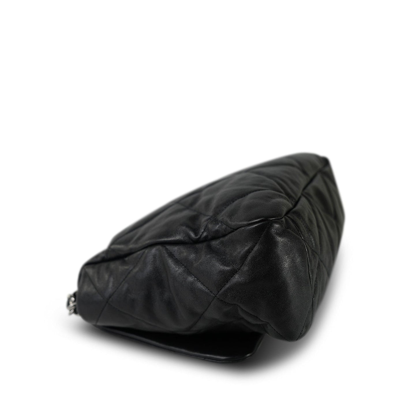 20S Black Goatskin Quilted Maxi 19 Flap Mixed Hardware