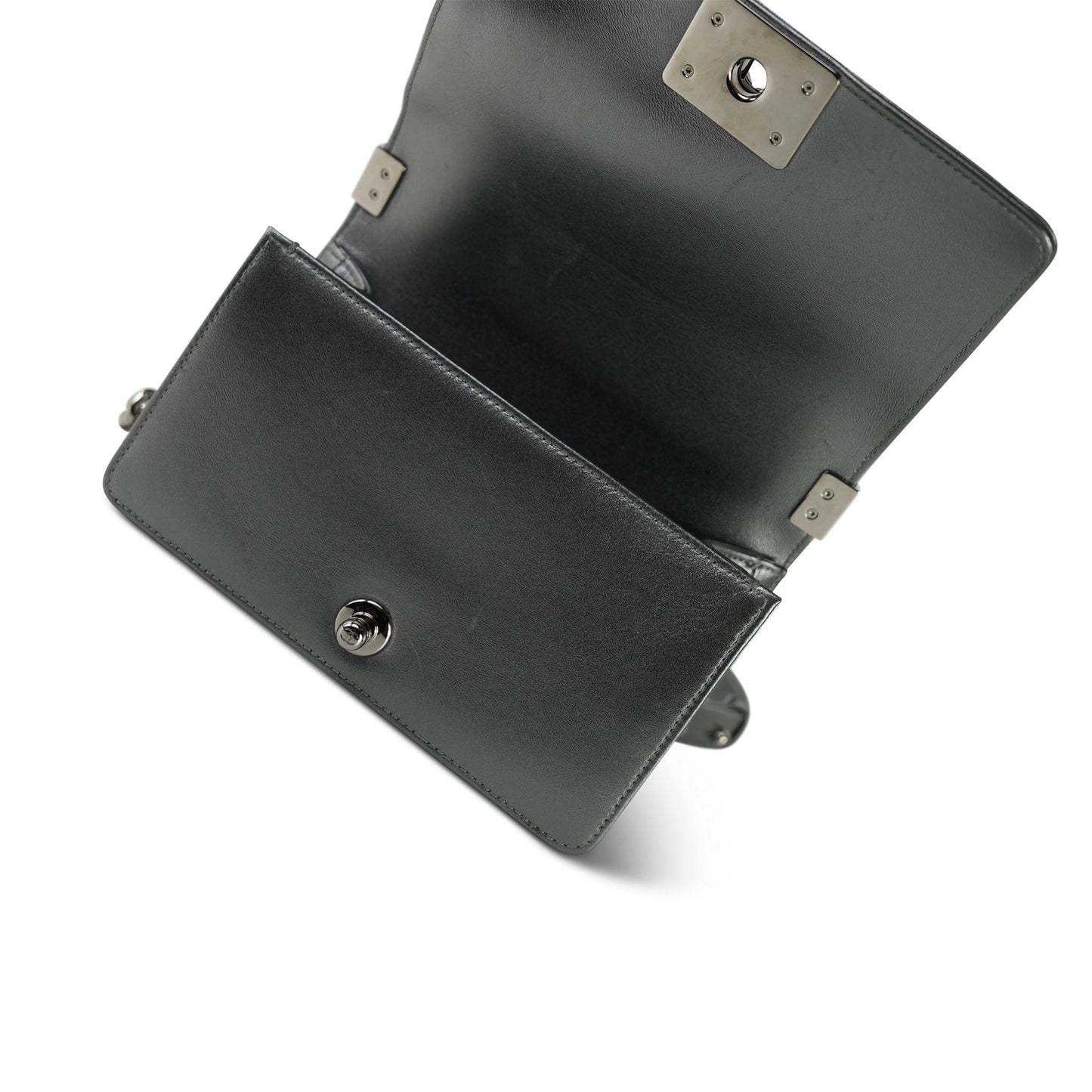 15K Silver Metallic Galuchat Stingray Boy Bag Small Silver Hardware