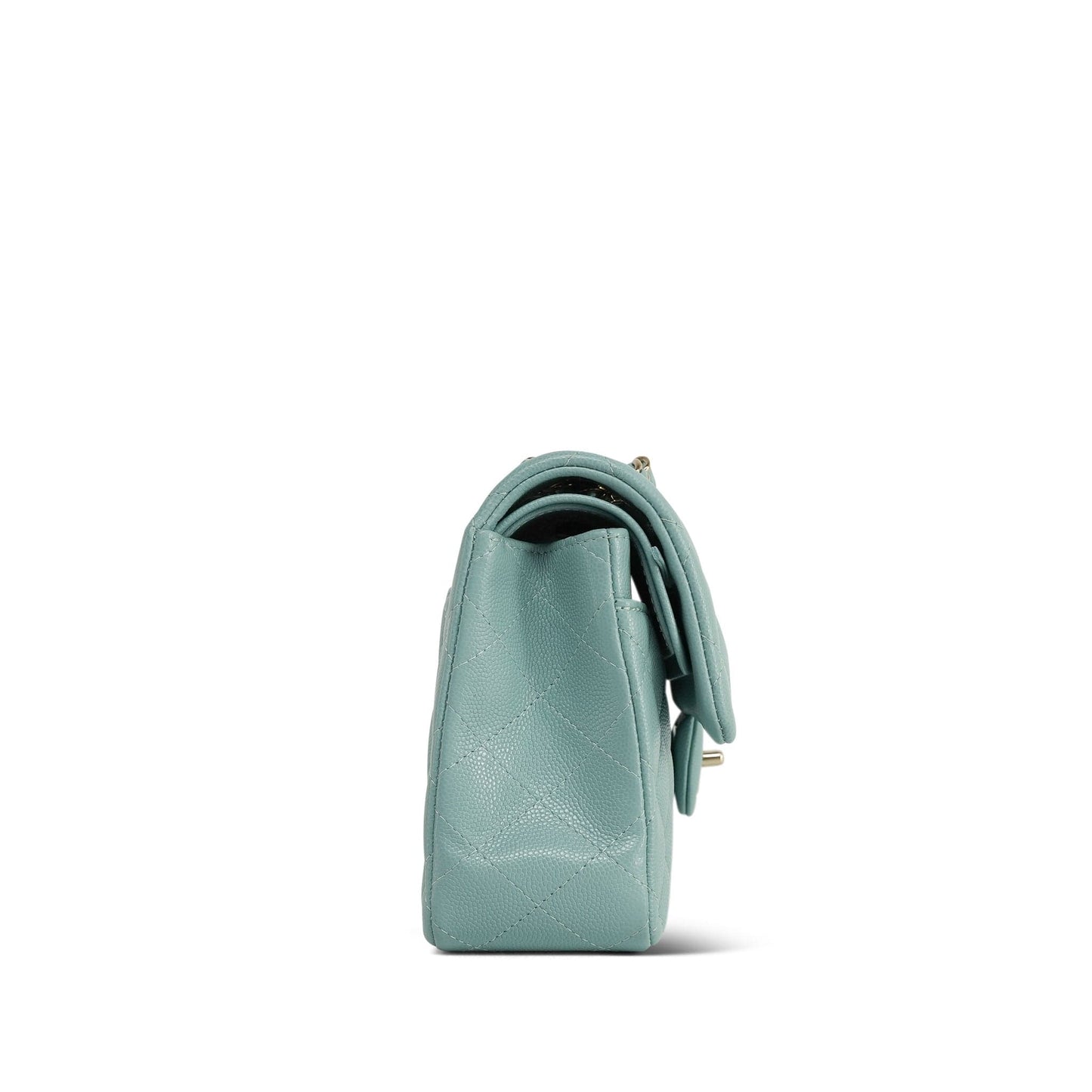 20C Tiffany Blue Caviar Quilted Classic Flap Small Light Gold Hardware