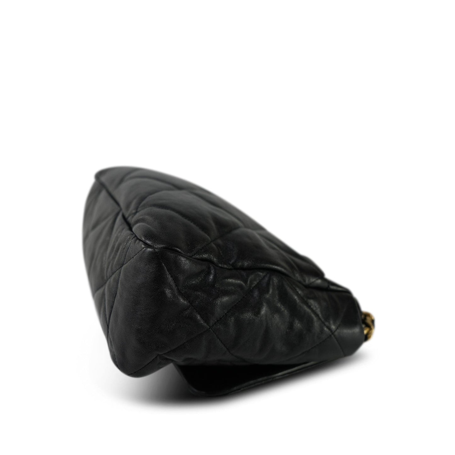 20S Black Goatskin Quilted Maxi 19 Flap Mixed Hardware