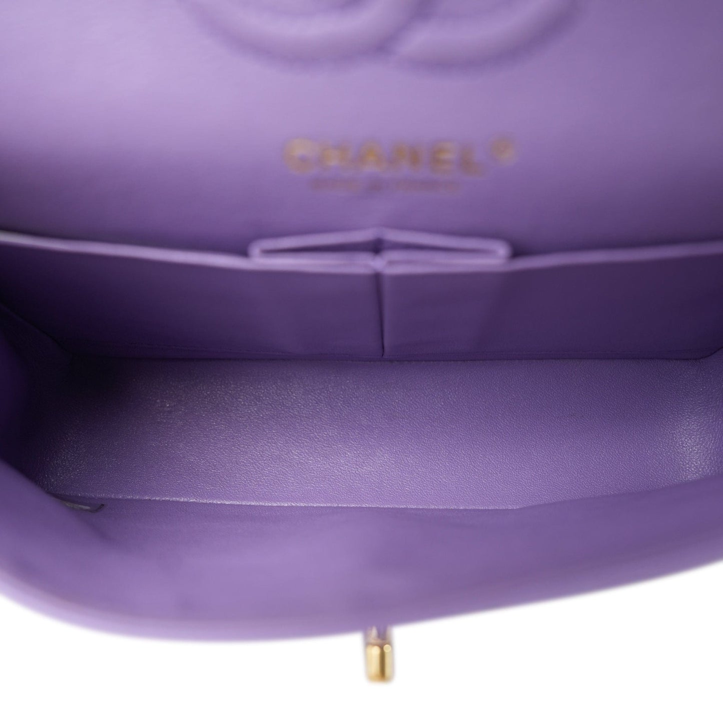 20S Purple Caviar Quilted Classic Flap Small Light Gold Hardware