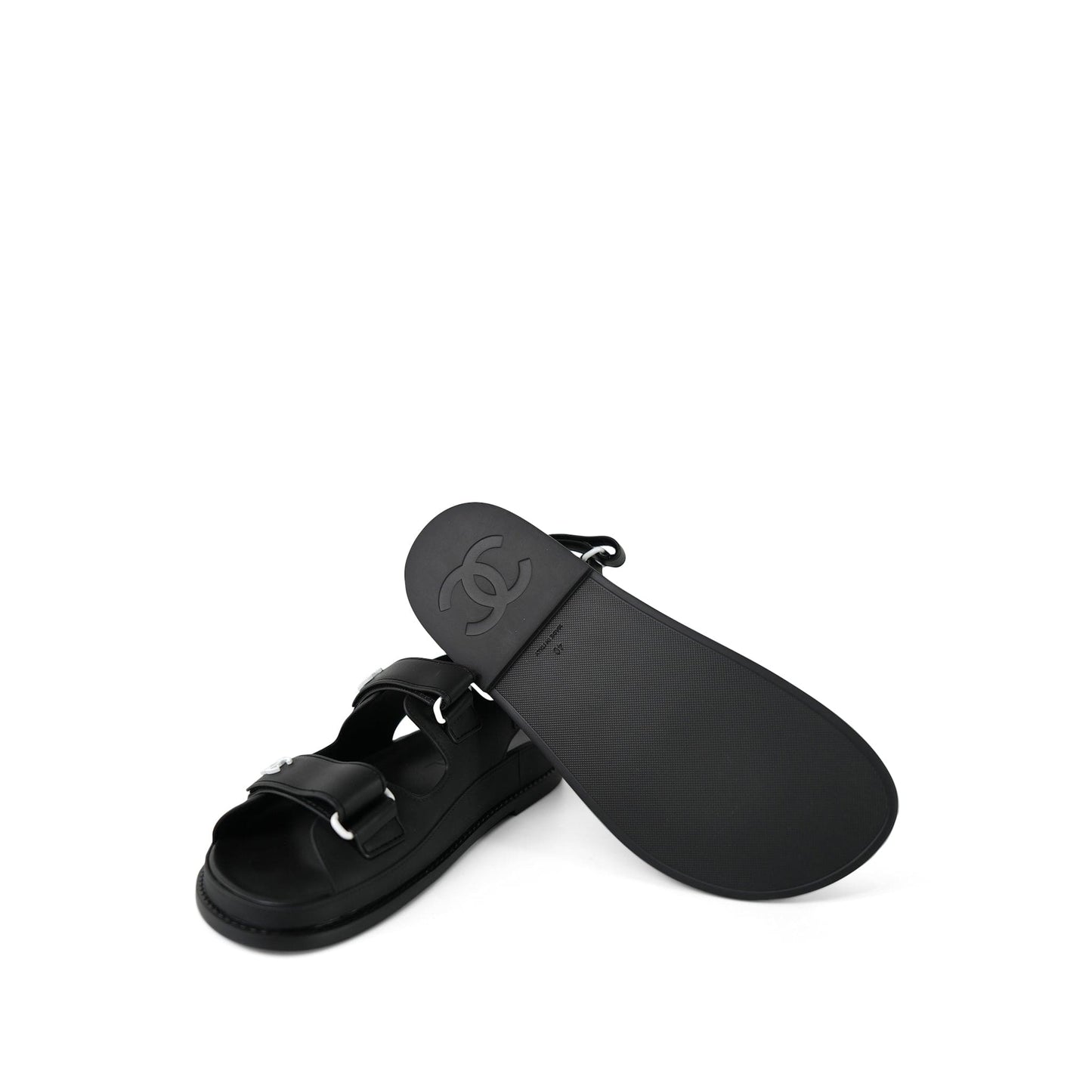 20C Black Rubber CC Velcro Strap Sandals Size 40