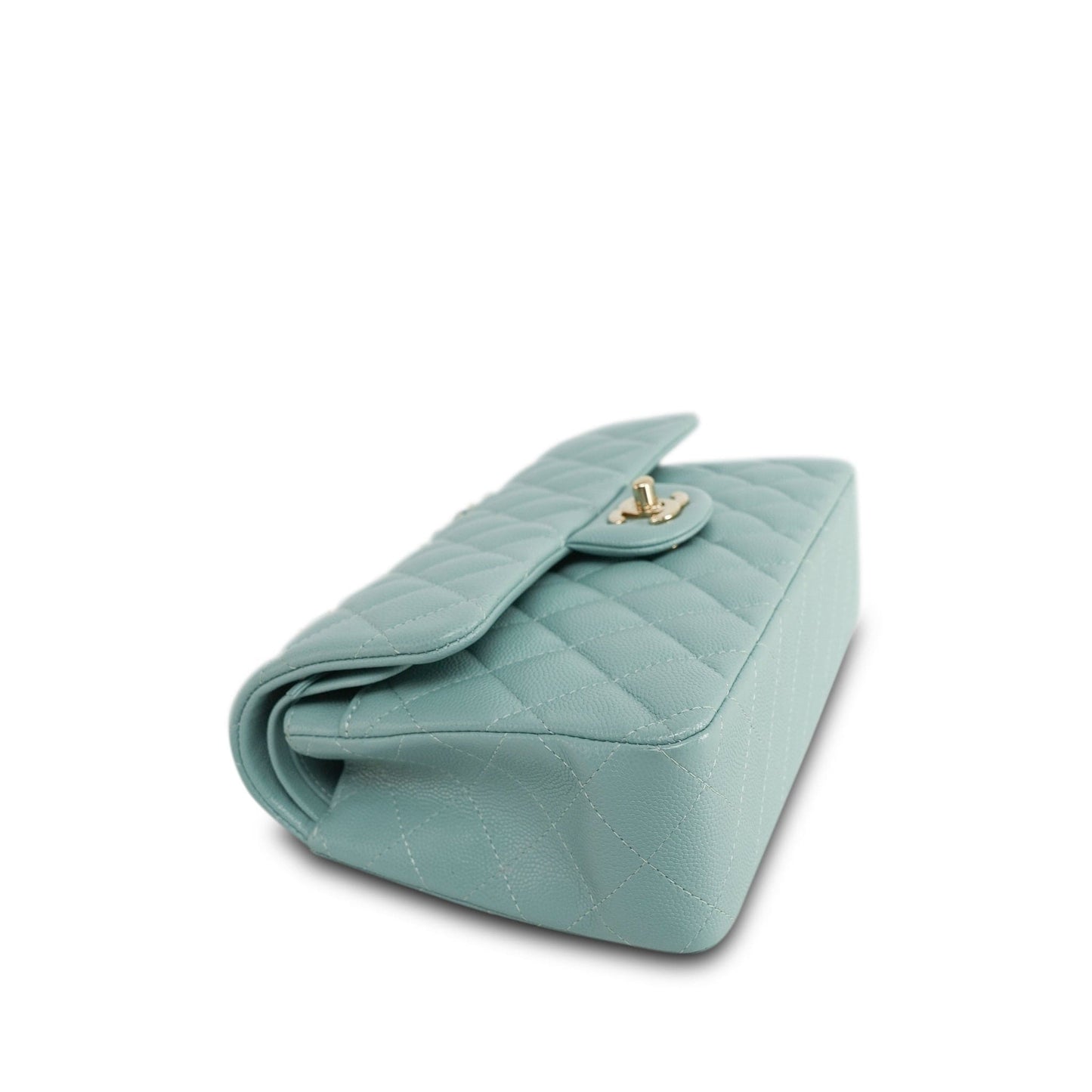 20C Tiffany Blue Caviar Quilted Classic Flap Small Light Gold Hardware