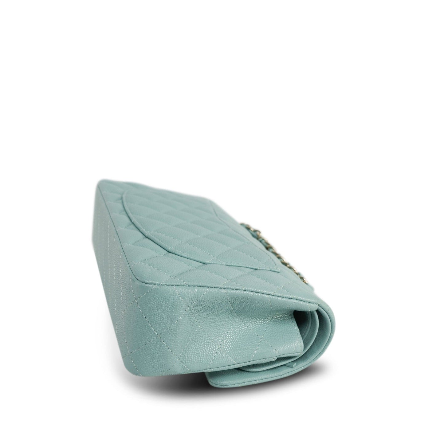 20C Tiffany Blue Caviar Quilted Classic Flap Small Light Gold Hardware