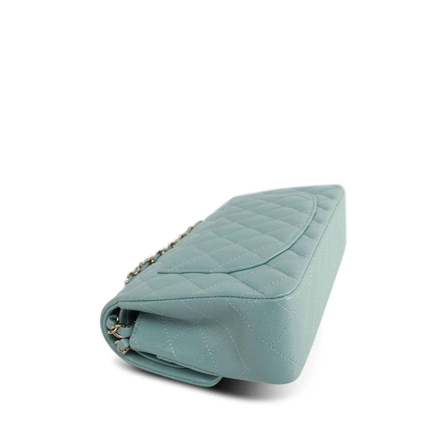 20C Tiffany Blue Caviar Quilted Classic Flap Small Light Gold Hardware