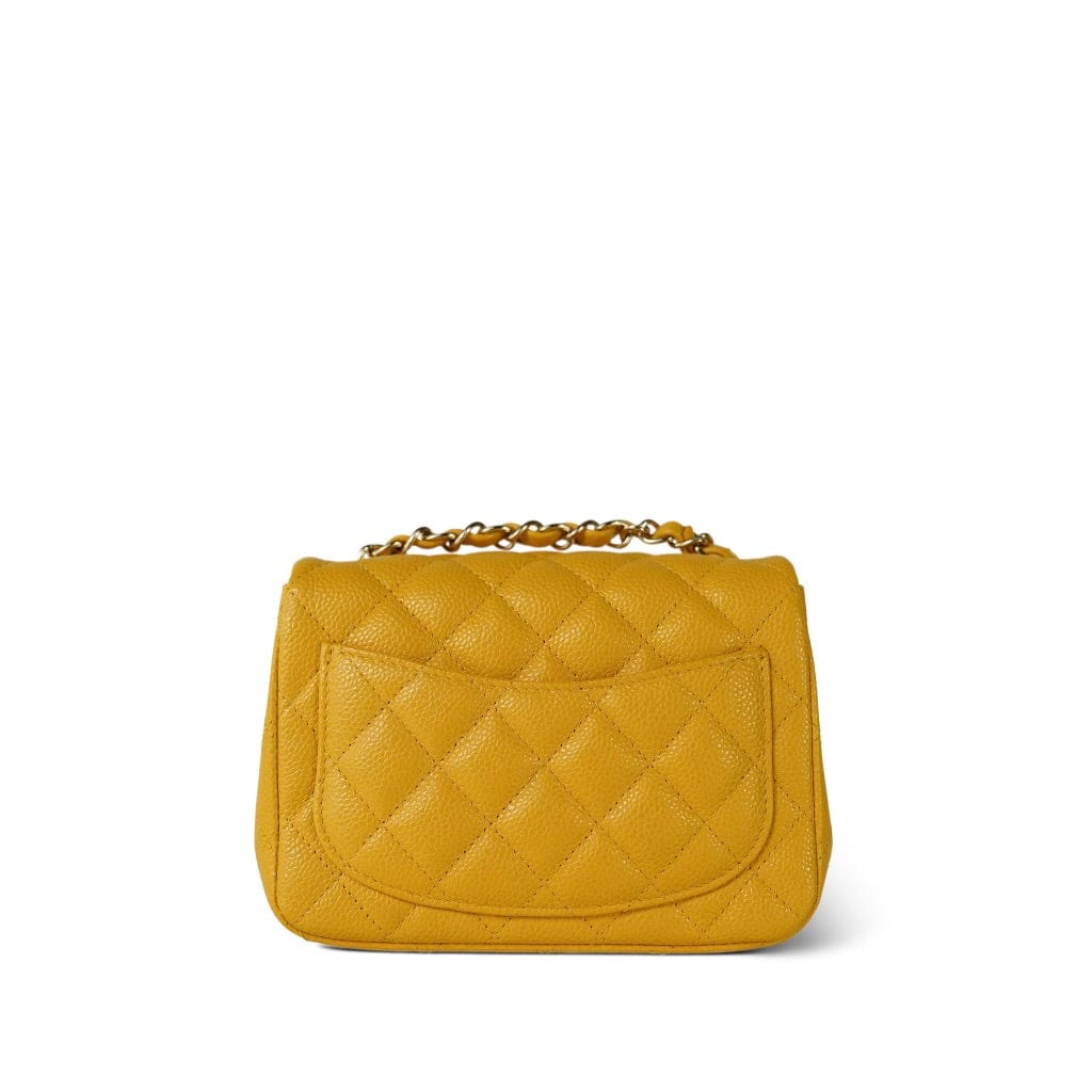 18S Yellow Caviar Quilted Mini Square Flap LGHW