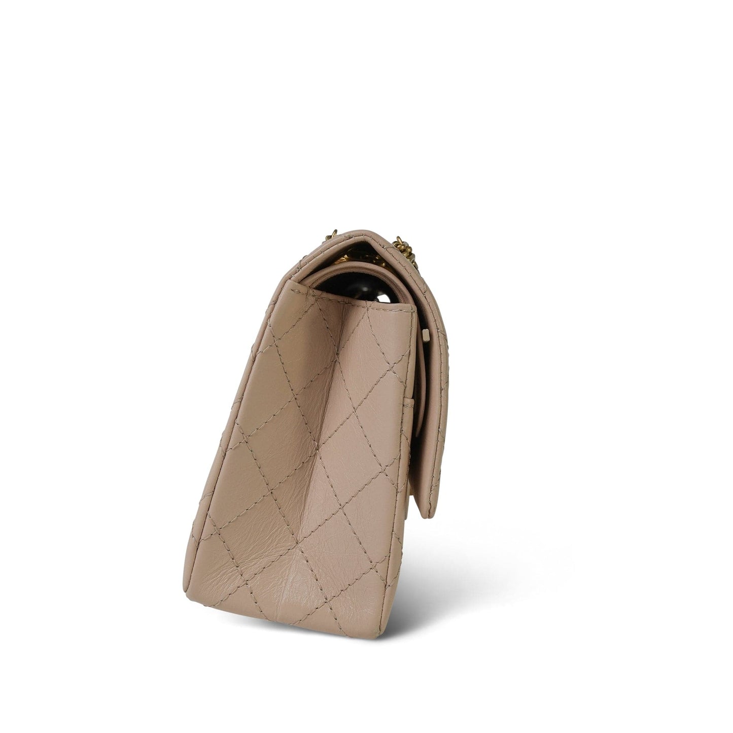 18A Beige Crumpled Calfskin Quilted Reissue 2.55 225 Aged Gold Hardware