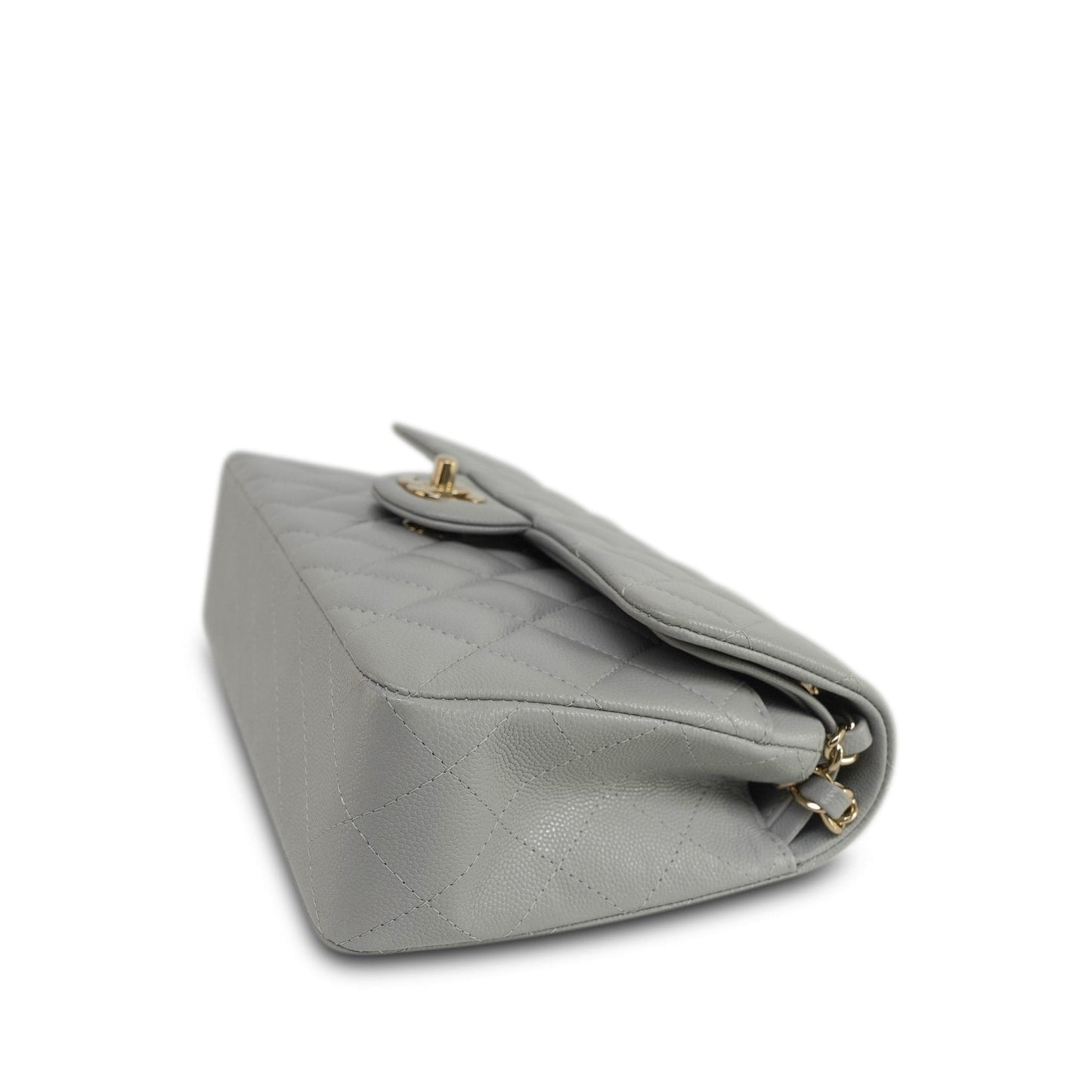 21A Grey Caviar Quilted Classic Flap Small Light Gold Hardware