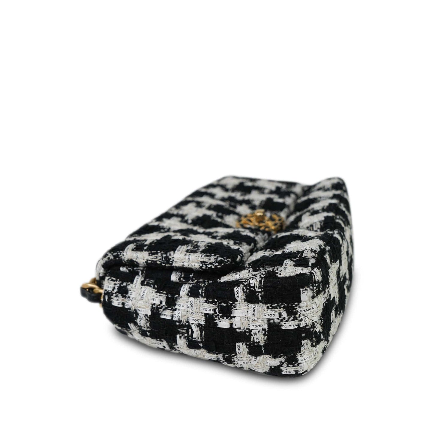 20S Ecru Black & White Tweed Quilted 19 Flap Small Mixed Hardware