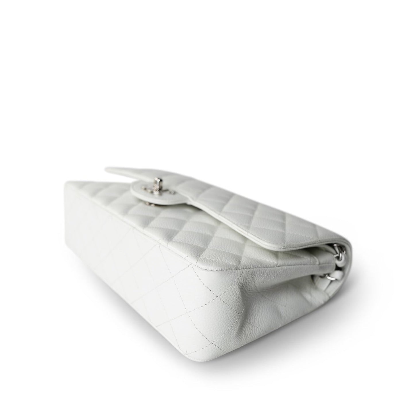 White Caviar Quilted Classic Flap Medium Silver Hardware