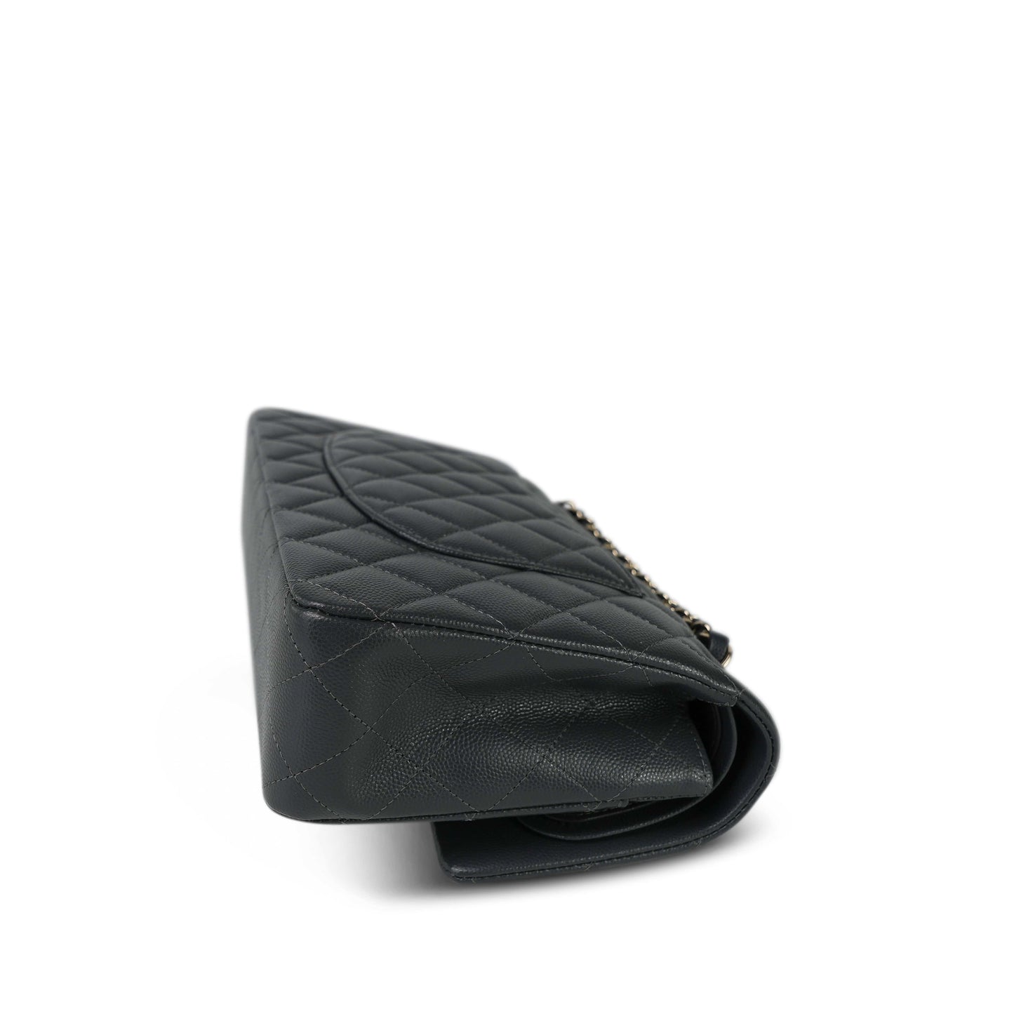 21B Dark Grey Caviar Quilted Classic Flap Medium Light Gold Hardware