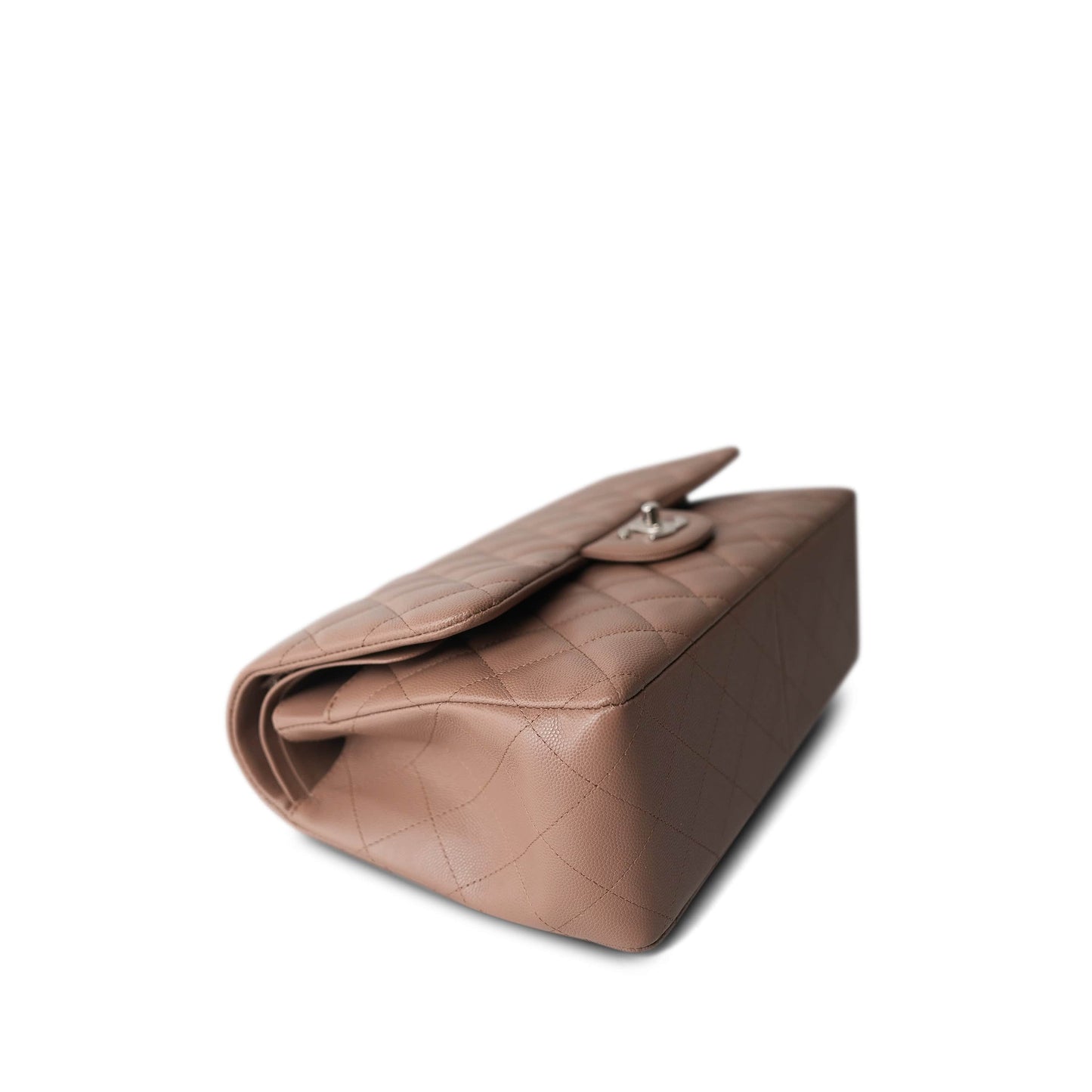 17B Dark Beige Caviar Quilted Classic Flap Jumbo Silver Hardware