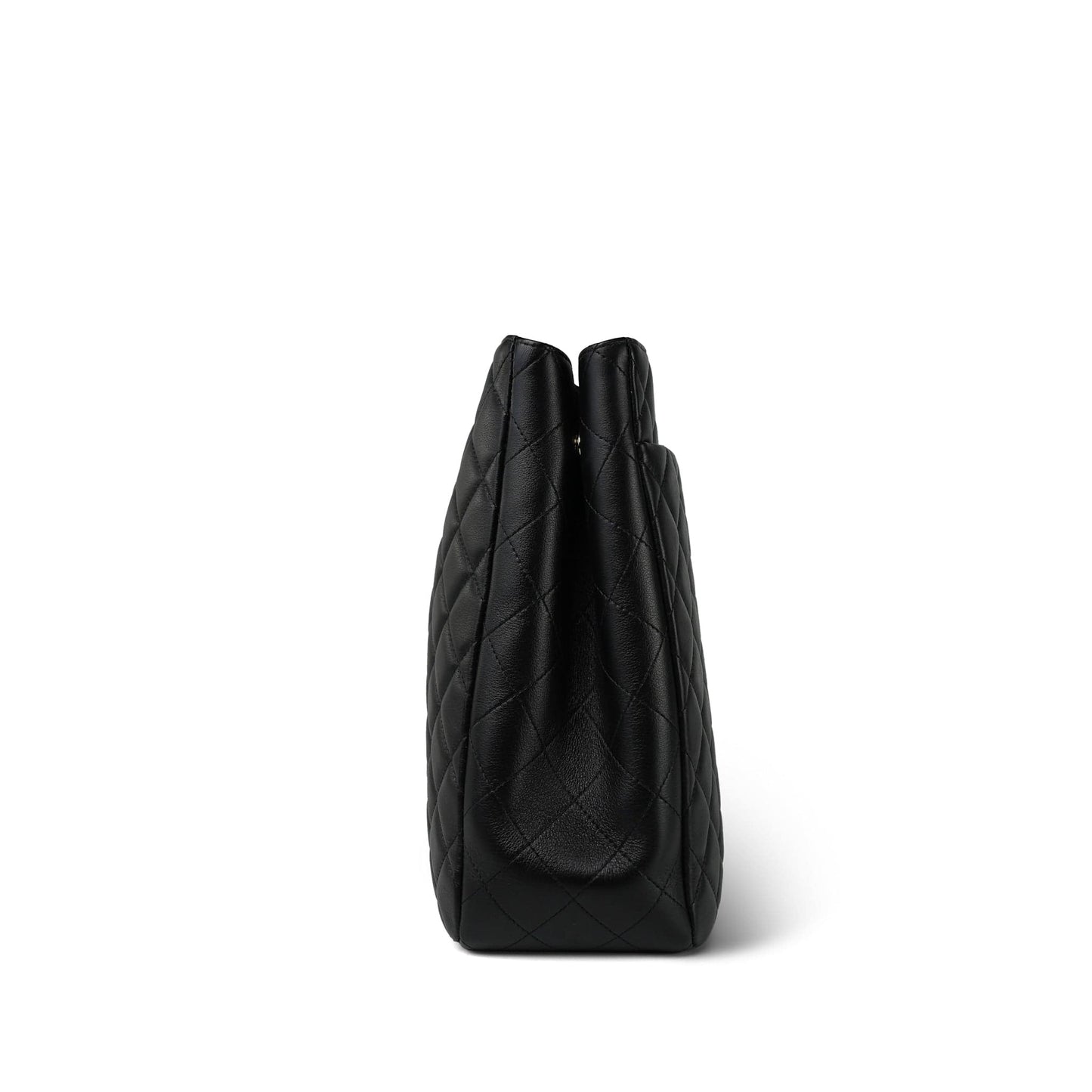 16B Black Lambskin Quilted CC Shopping Tote Large LGHW