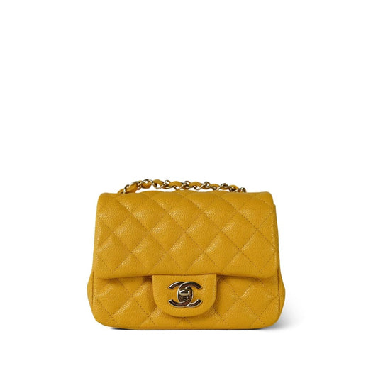 18S Yellow Caviar Quilted Mini Square Flap LGHW