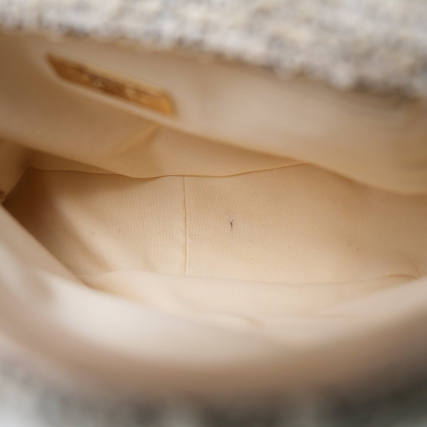 21S Ecru Black & White Tweed Quilted Small 19 Flap Mixed Hardware