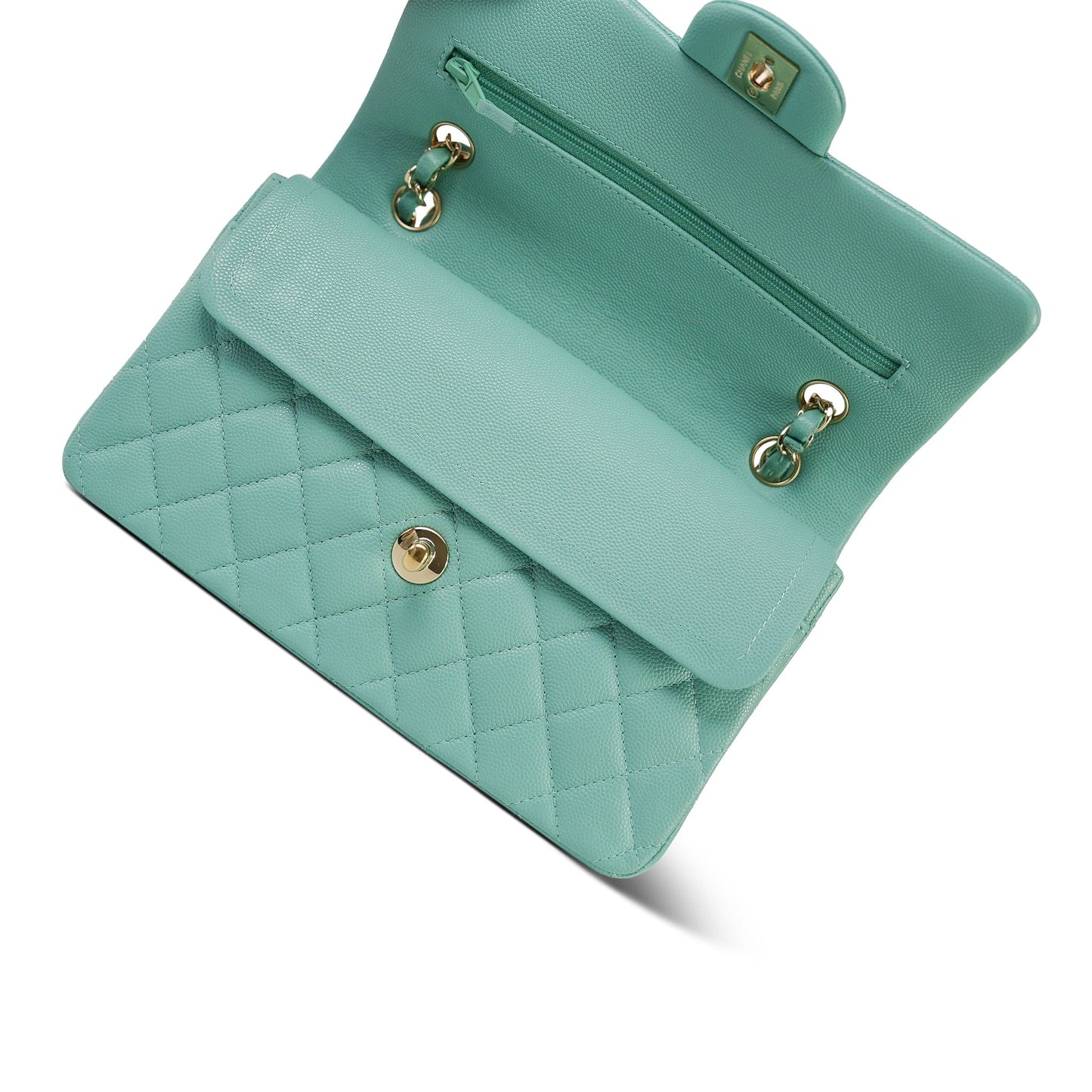 20c Tiffany Blue Caviar Quilted Small Classic Flap LGHW