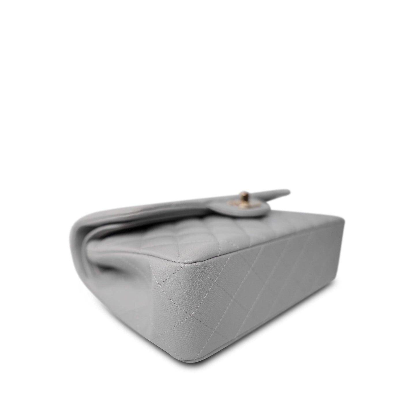 21A Grey Caviar Quilted Classic Flap Small Light Gold Hardware