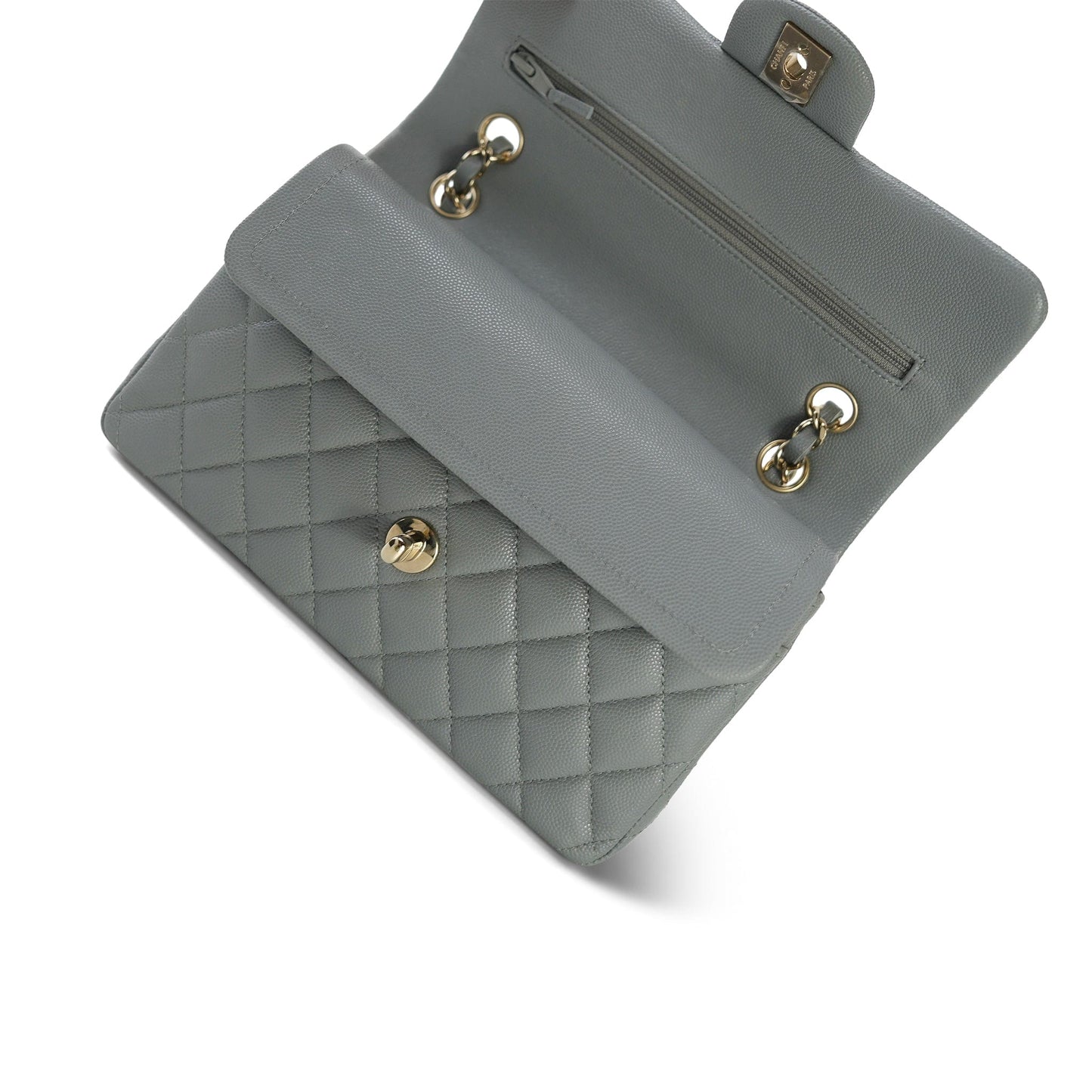 20C Grey Caviar Quilted Classic Flap Small LGHW