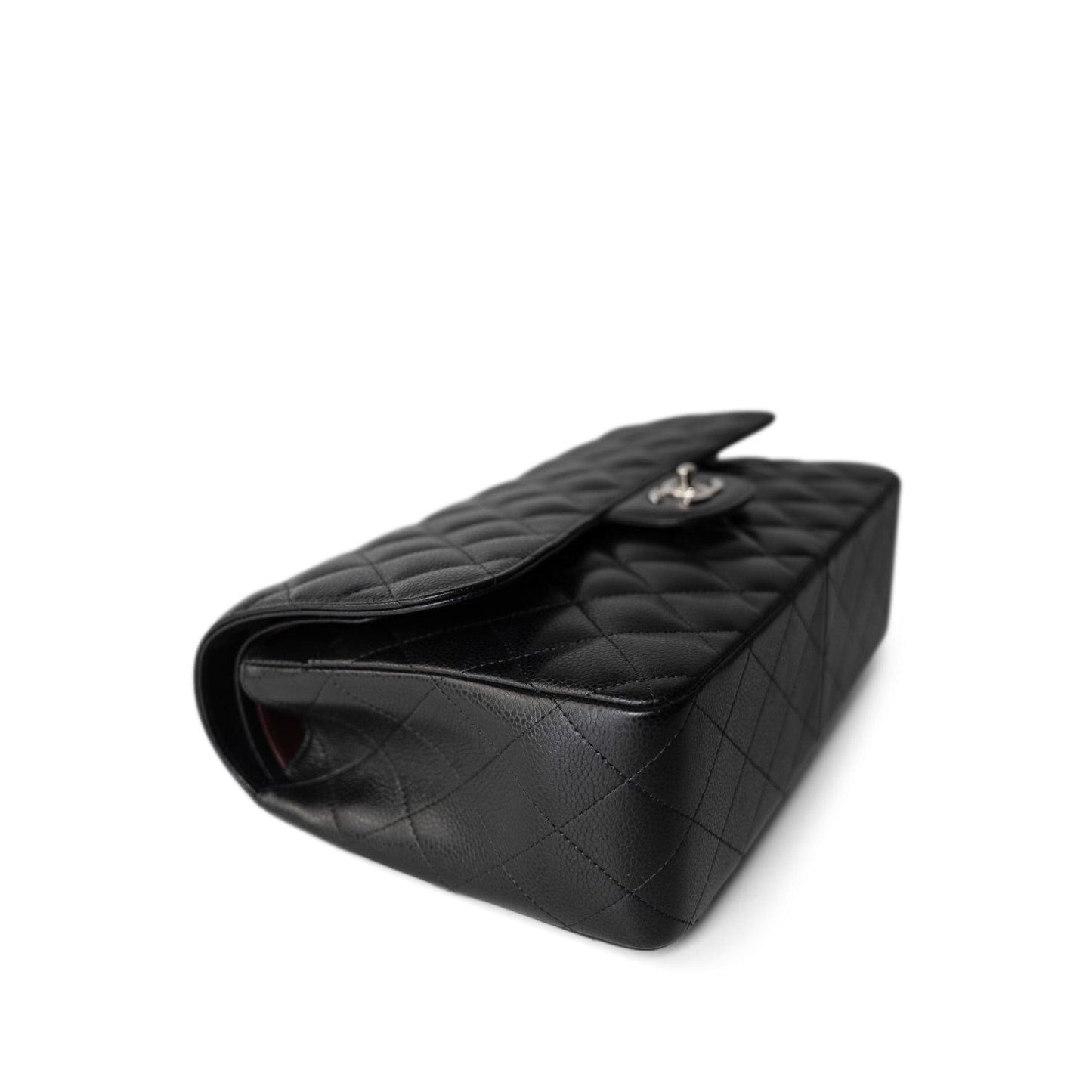 18B Black Caviar Quilted Jumbo Classic Flap SHW