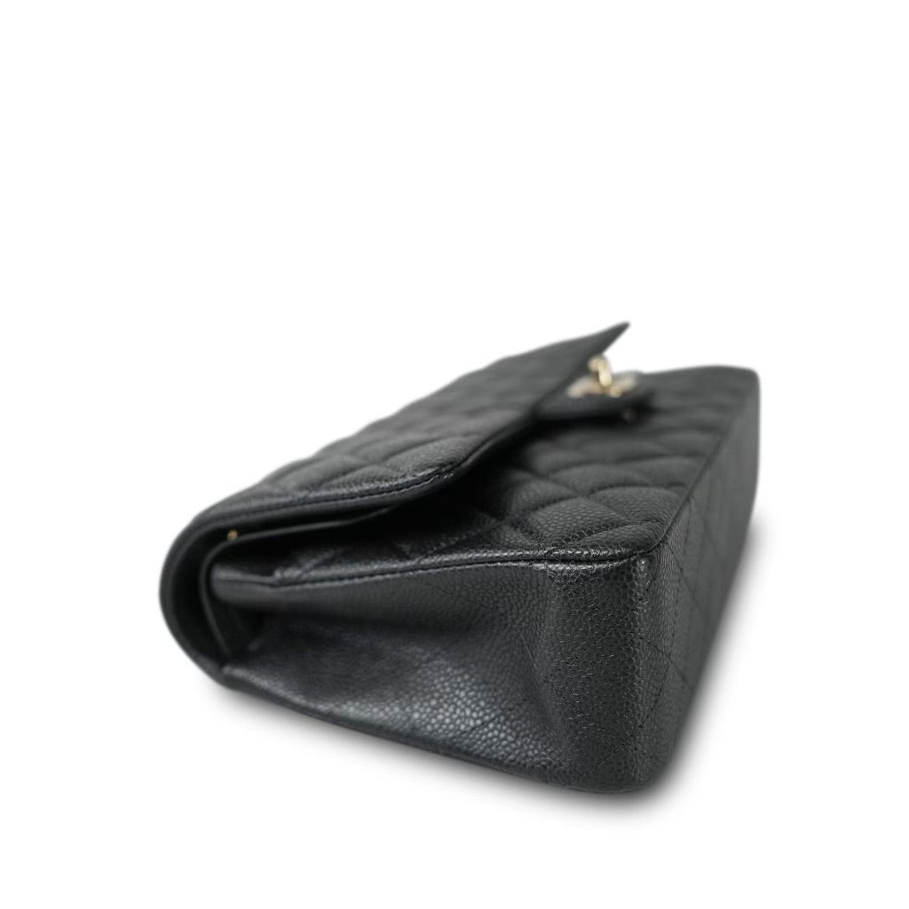 18S Dark Grey/Charcoal Caviar Quilted Classic Flap Medium Light Gold Hardware