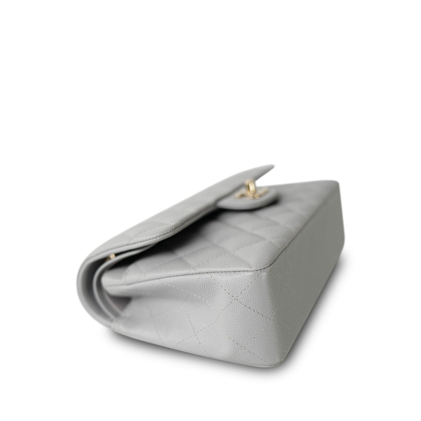 21A Grey Caviar Quilted Classic Flap Small Light Gold Hardware
