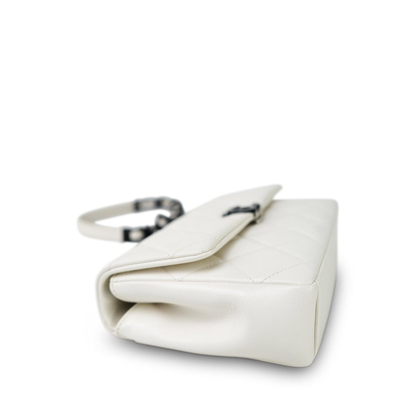 White Caviar Quilted My Everything Flap Black Hardware