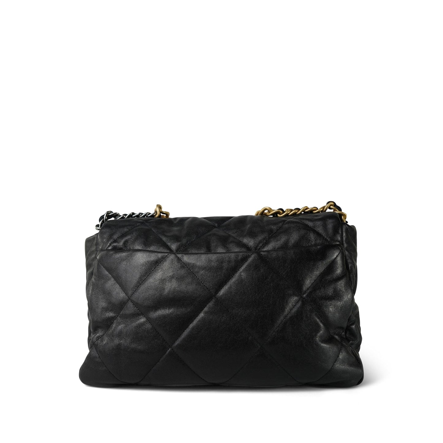 20S Black Goatskin Quilted Maxi 19 Flap Mixed Hardware