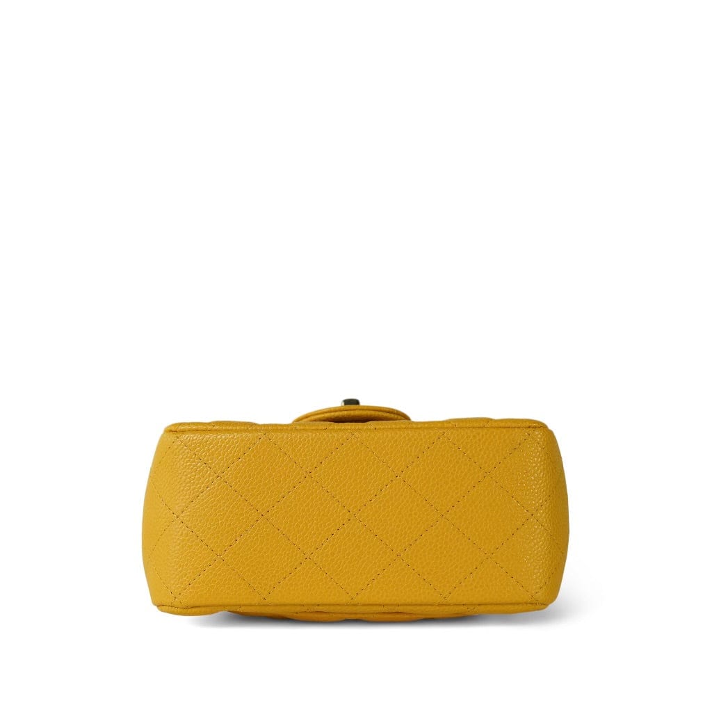 18S Yellow Caviar Quilted Mini Square Flap LGHW