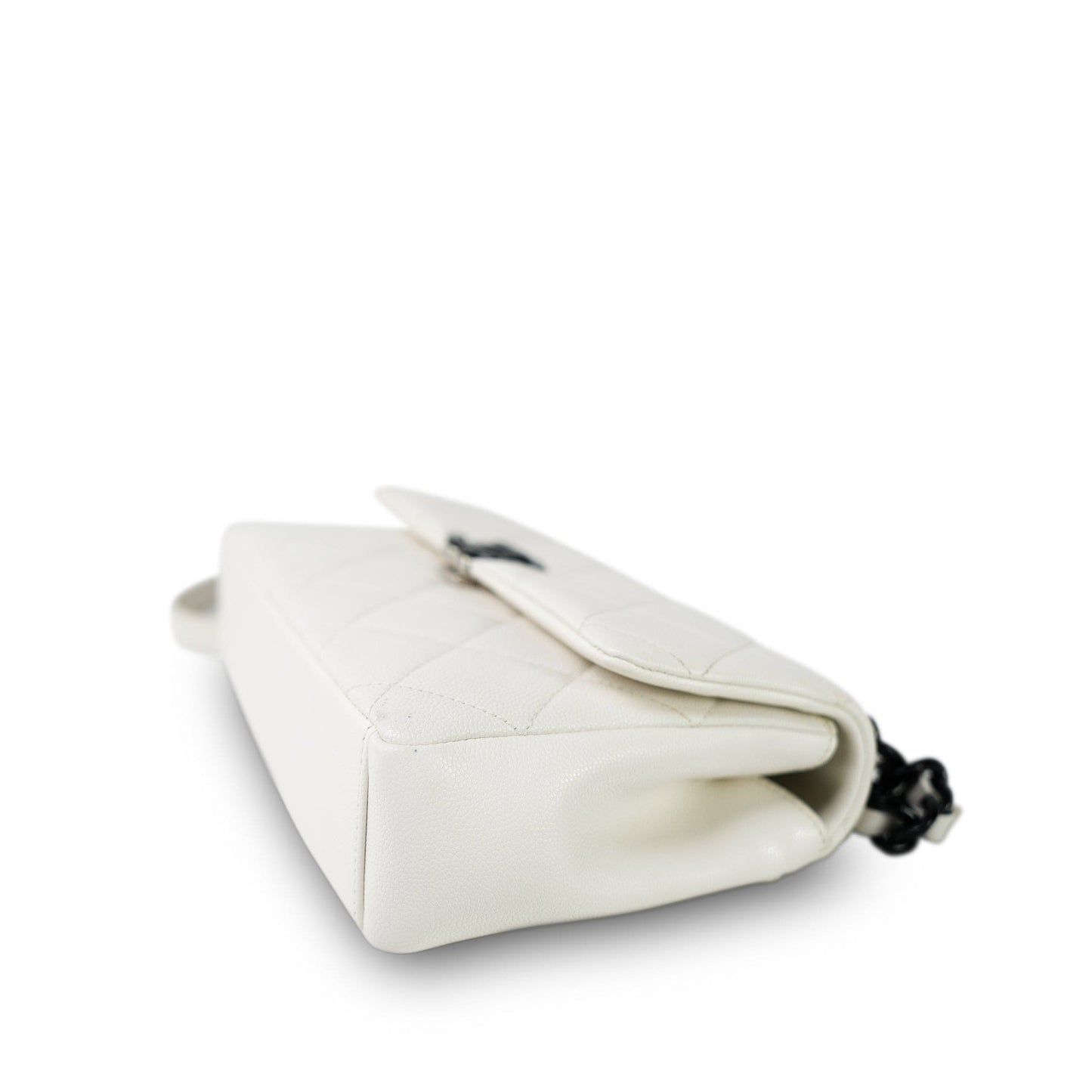 White Caviar Quilted My Everything Flap Black Hardware