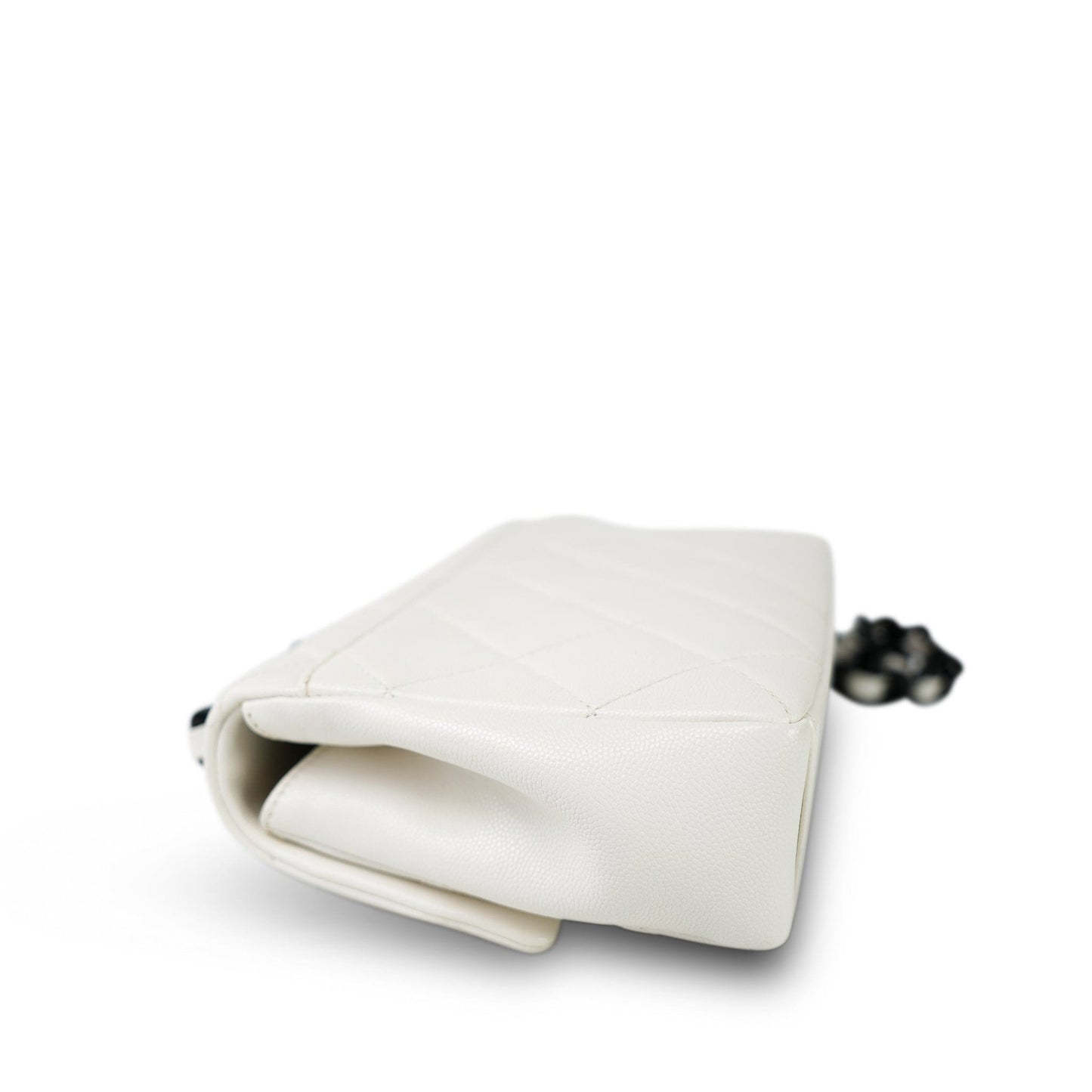 White Caviar Quilted My Everything Flap Black Hardware