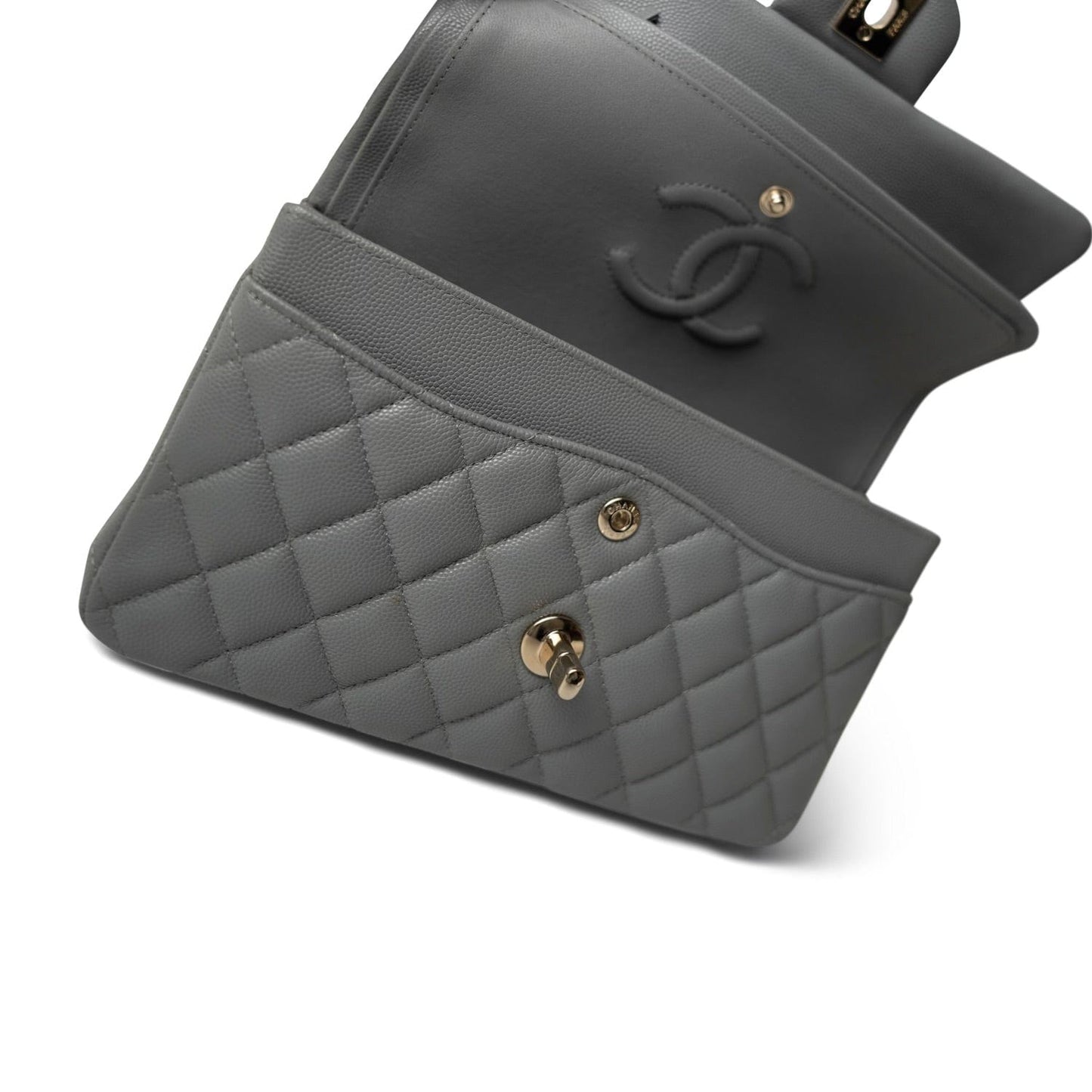 20C Grey Caviar Quilted Classic Flap Small LGHW