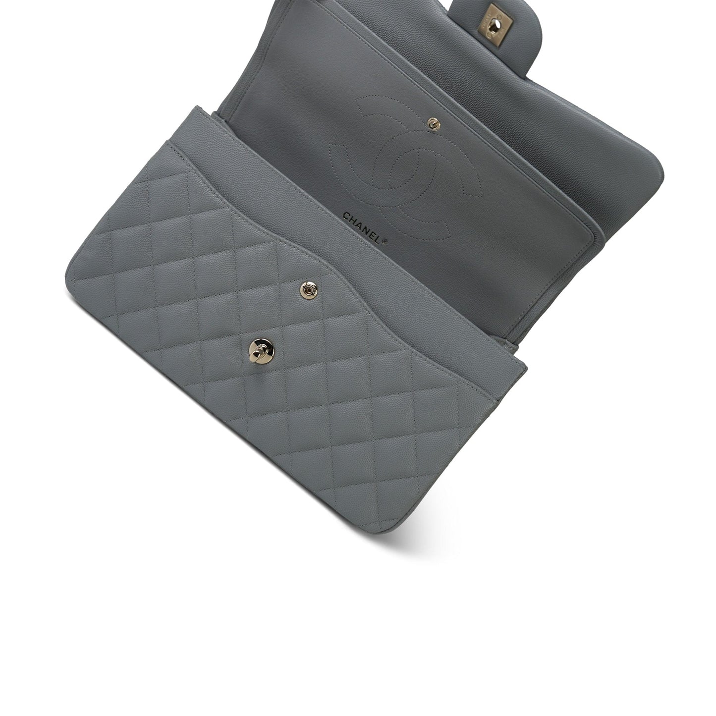 20C Grey Caviar Quilted Jumbo Classic Flap Light Gold Hardware