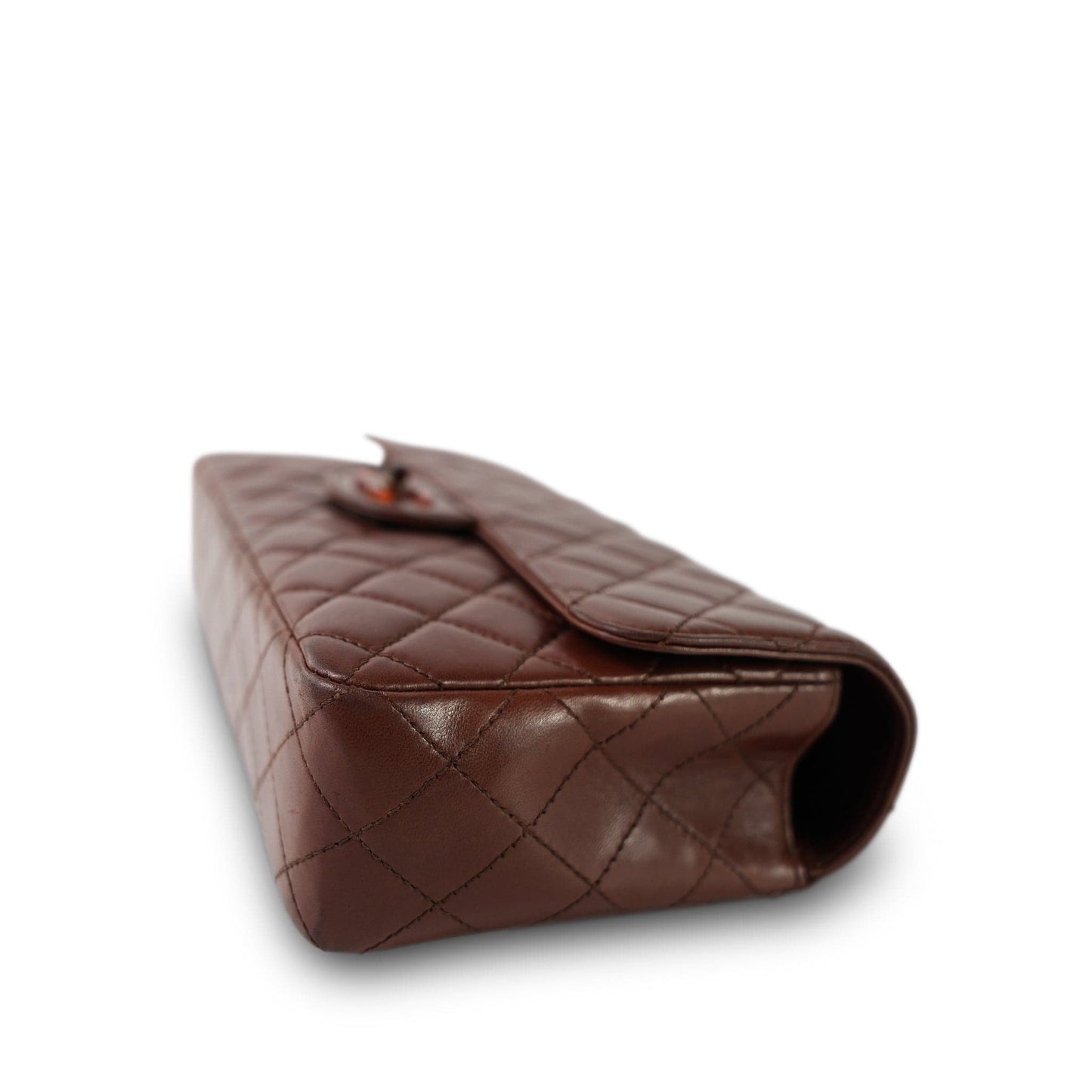 Vintage Brown Lambskin Quilted Single Flap Medium Tortoiseshell Hardware