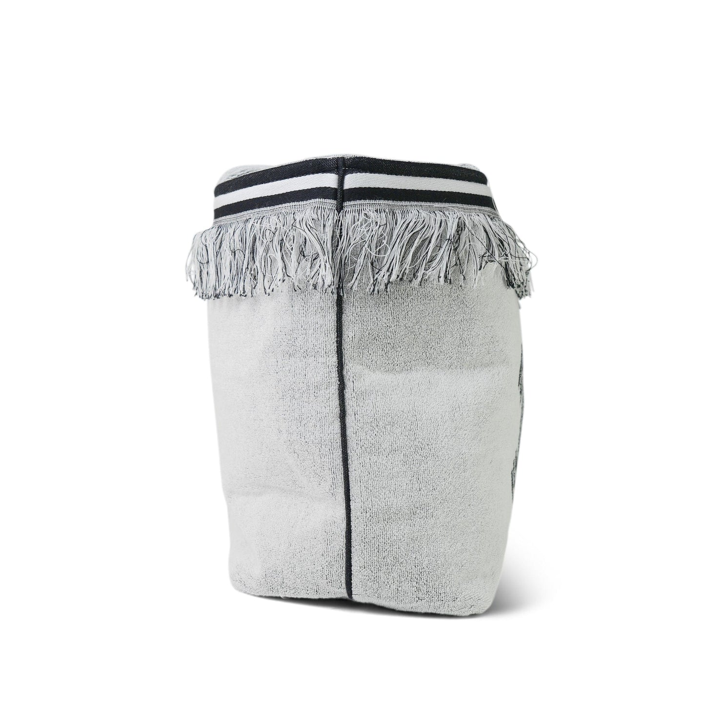 White/Black Terry Cloth Quilted CC Beach Tote with Towel Set