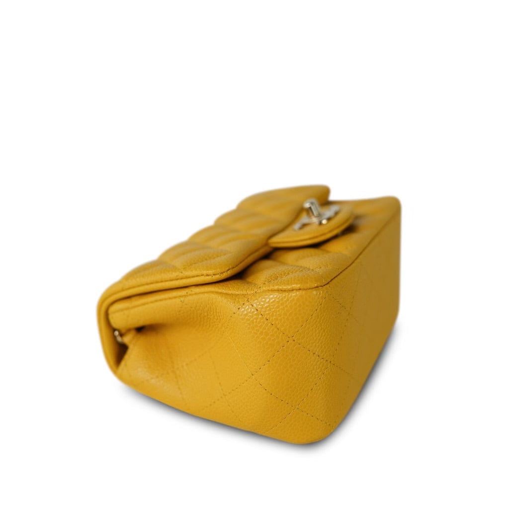 18S Yellow Caviar Quilted Mini Square Flap LGHW