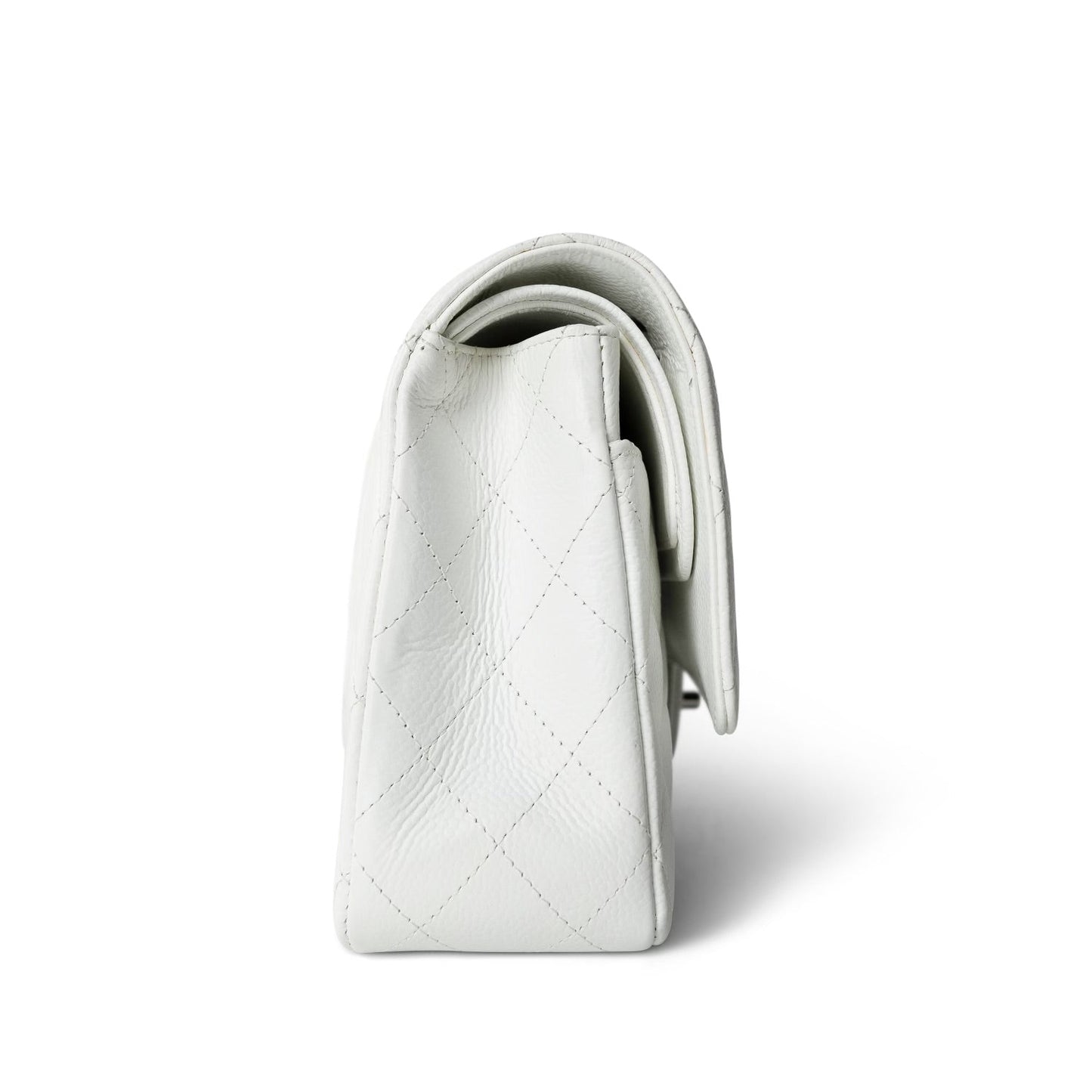 White Caviar Quilted Classic Flap Medium Silver Hardware