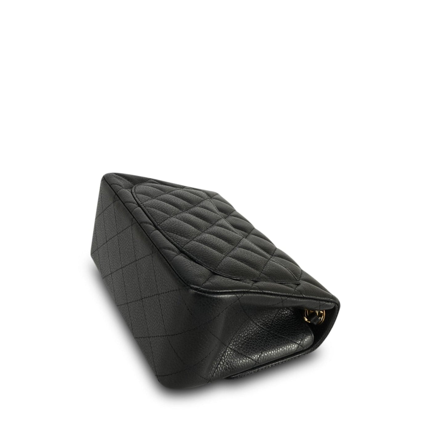 12A Black Caviar Quilted Mini Square Flap Gold Hardware