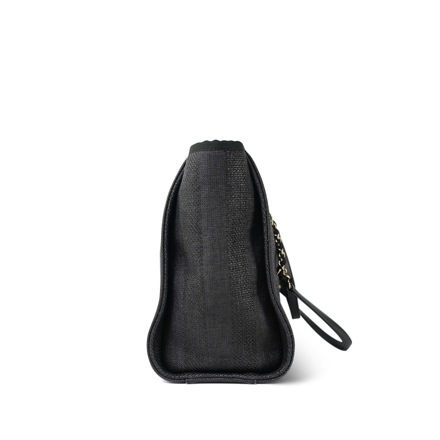 20P Black Stripe Raffia Deauville Shopping Tote Small Light Gold Hardware