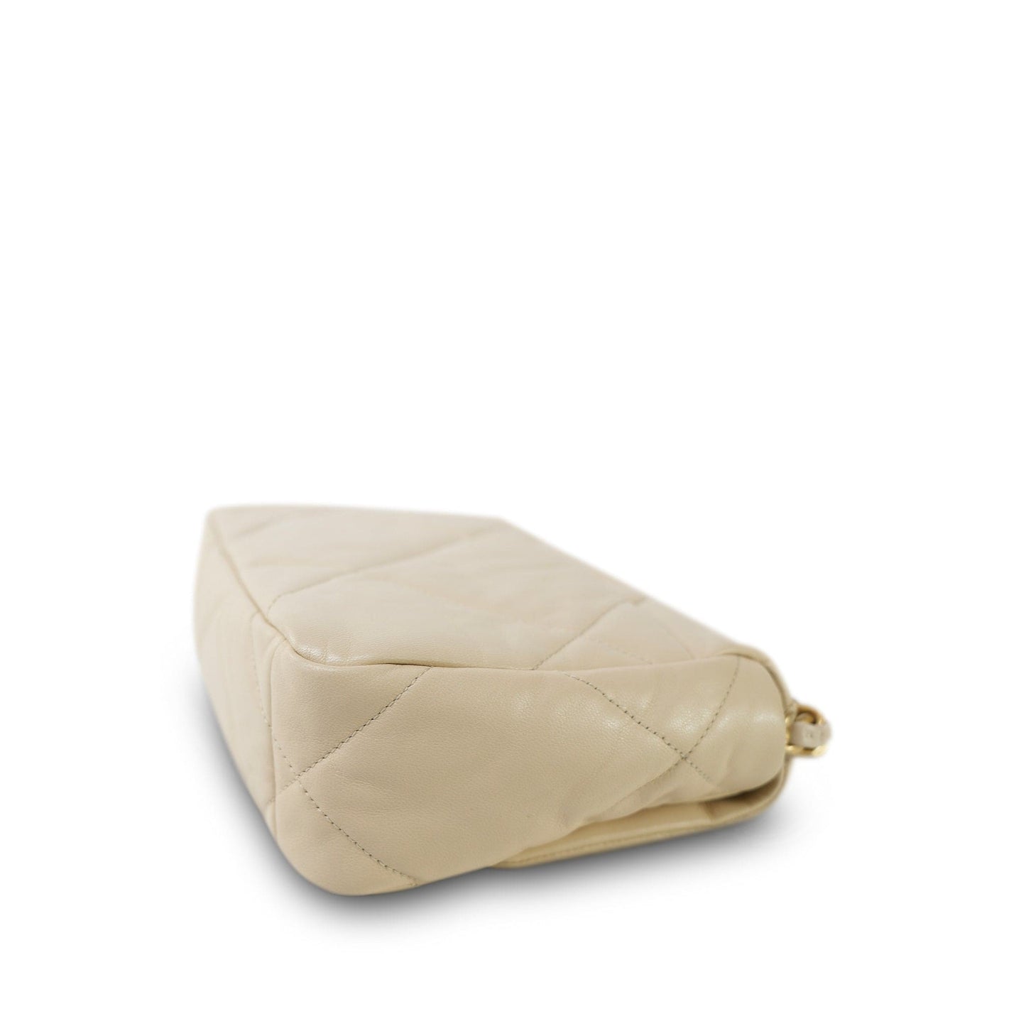 20A Light Beige Goatskin Quilted 19 Flap Small Mixed Hardware