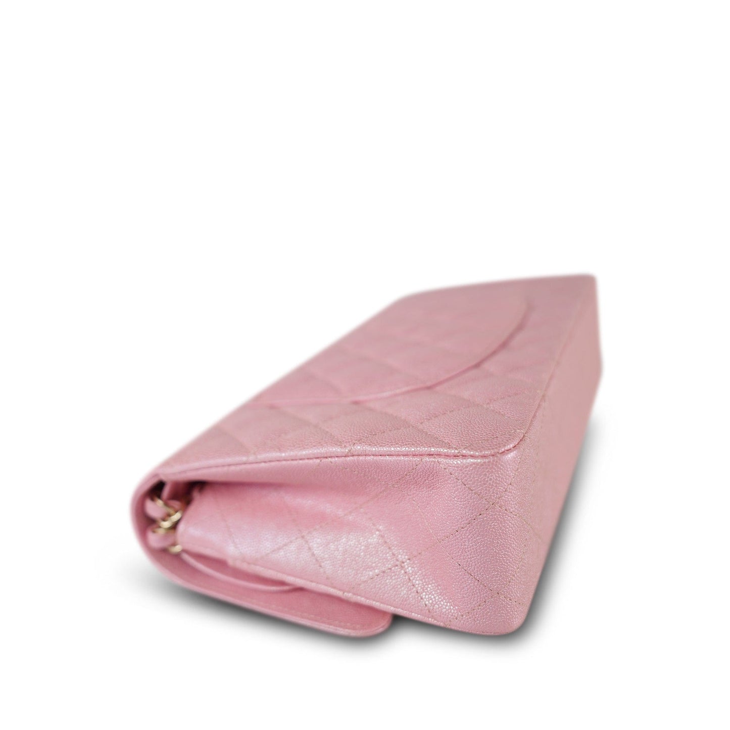 19S Iridescent Pink Caviar Quilted Medium Classic Flap Light Gold Hardware