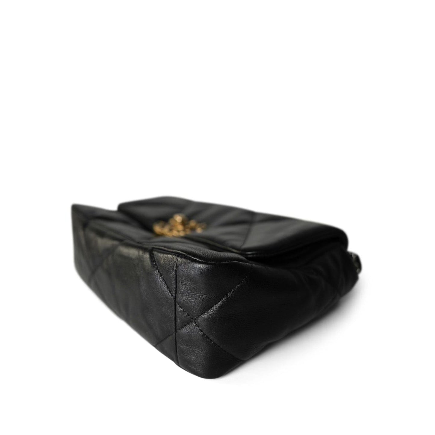 20S Black Goatskin Quilted 19 Flap Small MHW